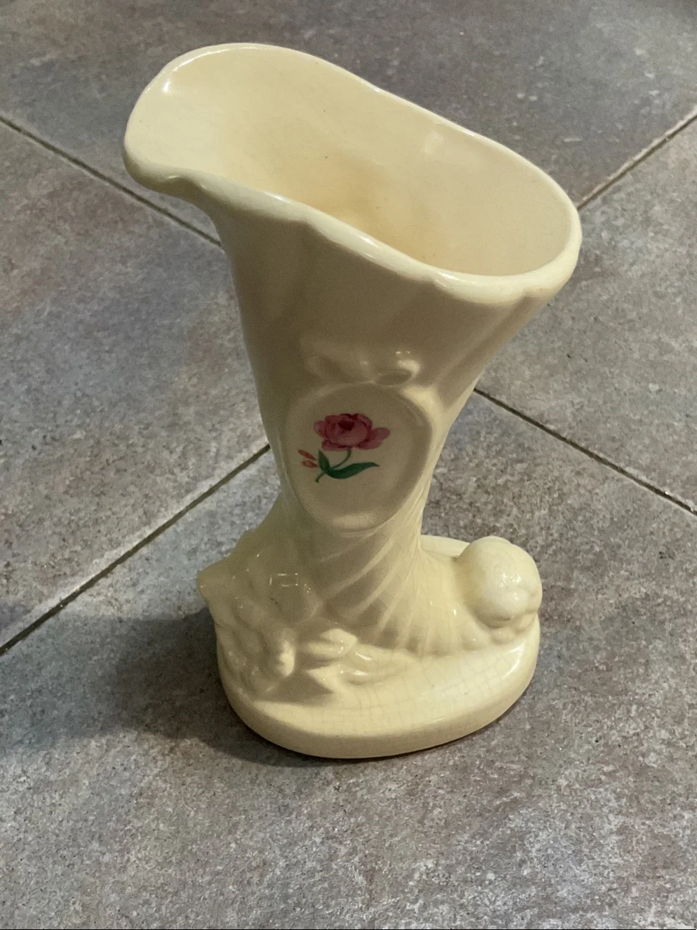 Cream Ceramic Rose Accent Vase - Decorative Home Accent